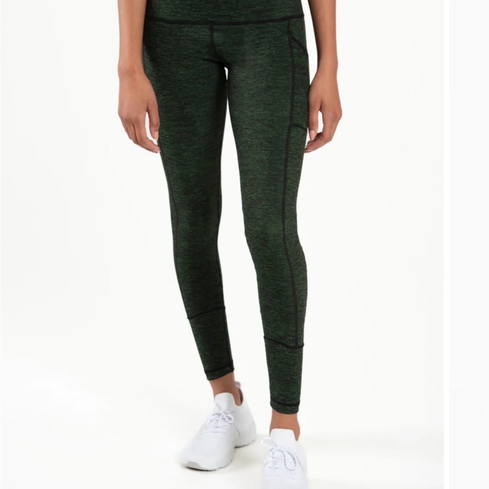 High-Rise Performance Leggings in Dark Green Heather